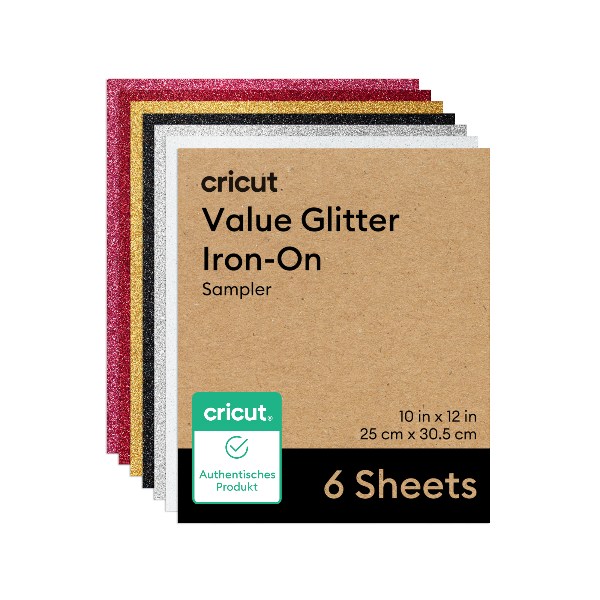 Pack x6 Vinilo Textil Glitter 25,4×30,5 cm Colores Cricut