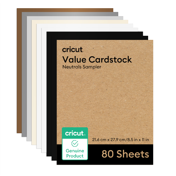 Pack x80 Cartulina Premium 21,6×27,9 cm Tonos Neutros Cricut