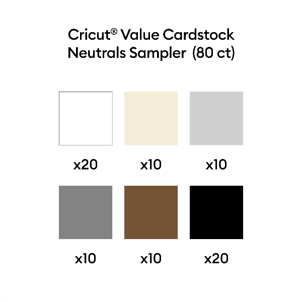 Pack x80 Cartulina Premium 21,6×27,9 cm Tonos Neutros Cricut
