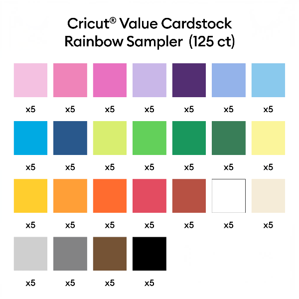 Pack x125 Cartulina Premium 21,6×27,9 cm surtido Cricut
