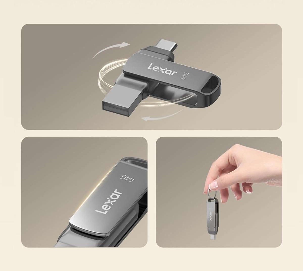 Lexar D400 JumpDrive Dual Drive Memoria USB 3.1 Tipo-C de 64GB
