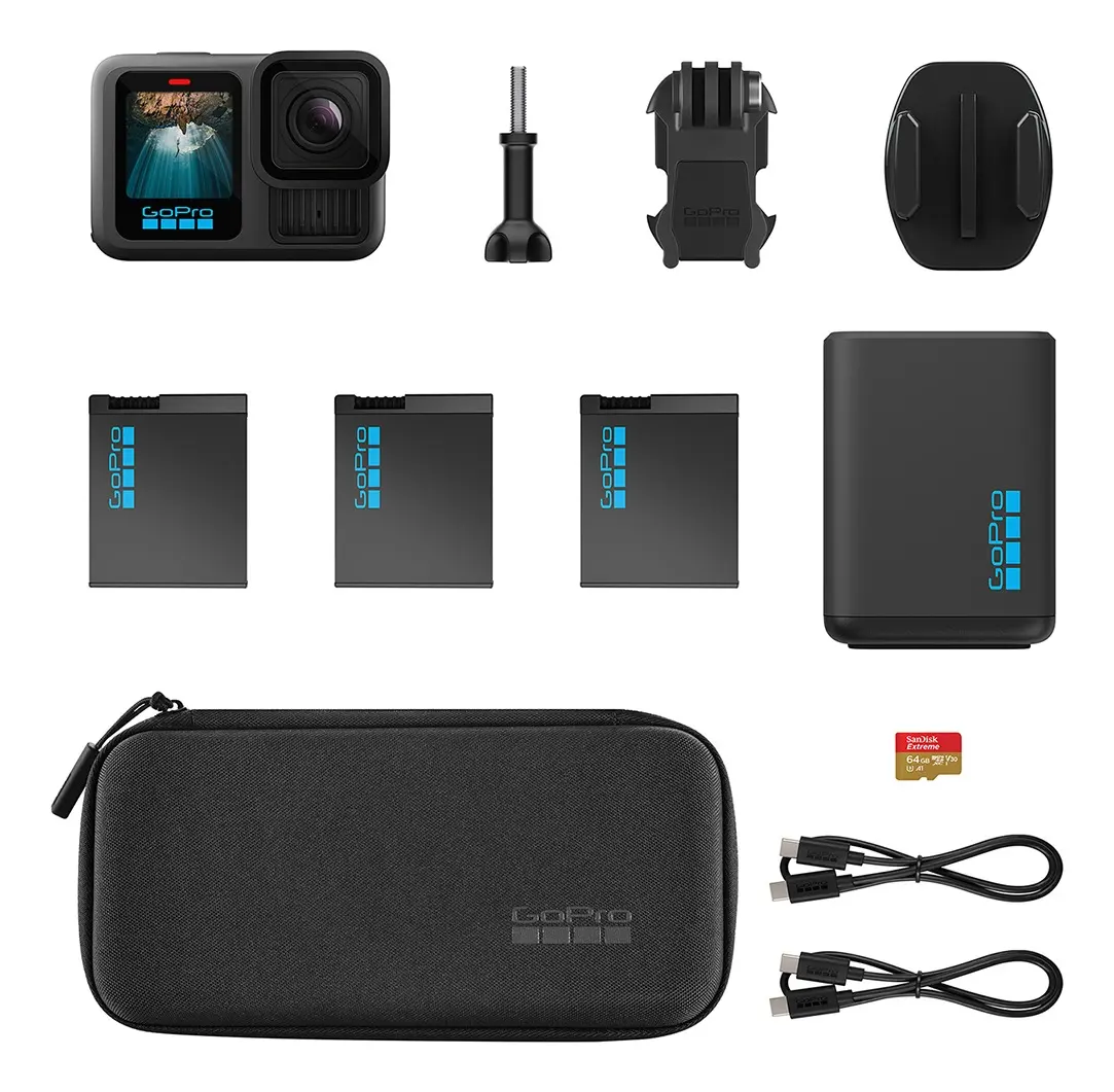 Cámara GoPro HERO13 Black + Kit de Batería Extendida y Accesorios