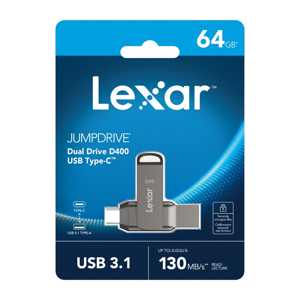 Lexar D400 JumpDrive Dual Drive Memoria USB 3.1 Tipo-C de 64GB