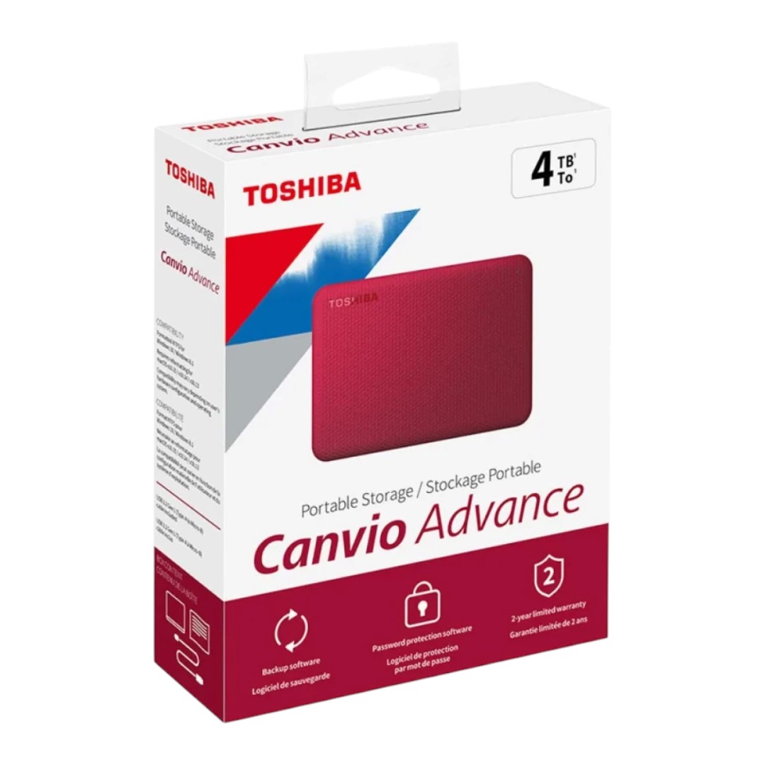 Disco Externo Toshiba Canvio Advance 4 TB Rojo